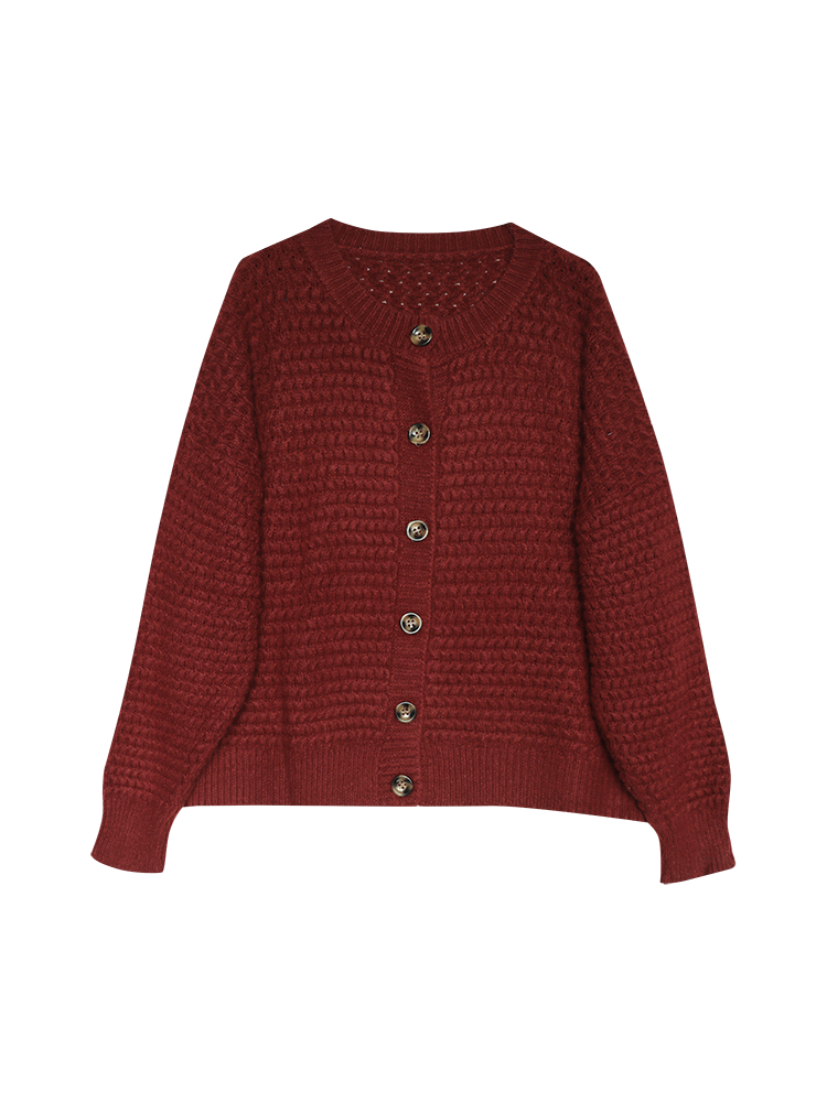 Button Front Chunky Knit Wool Sweater