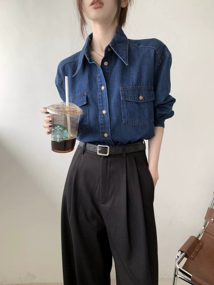 Casual Denim Button-Up Shirt