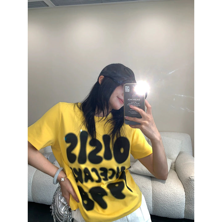 Casual Short Sleeve Letter Print Turtleneck