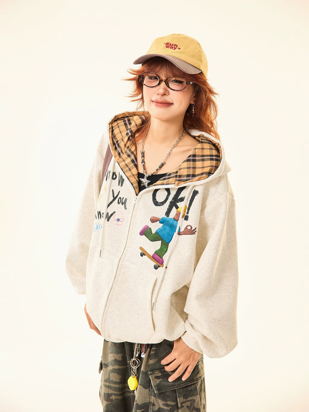 Hooded Graphic Zip-Up Sweatshirt