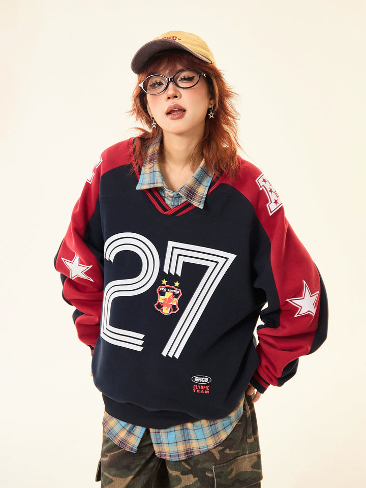 Oversized Number Graphic Sweatshirt