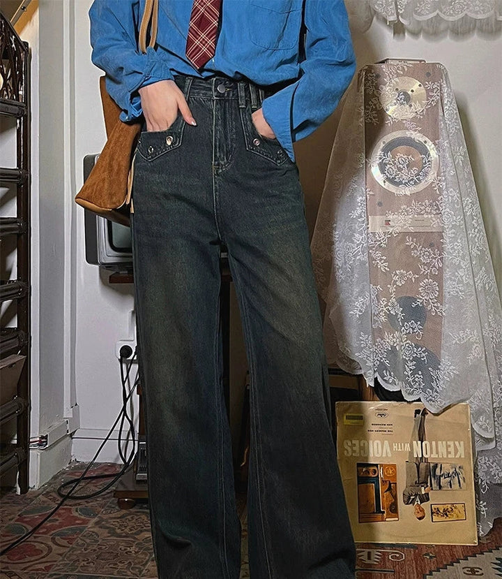 Wide-Leg High Waist Jeans