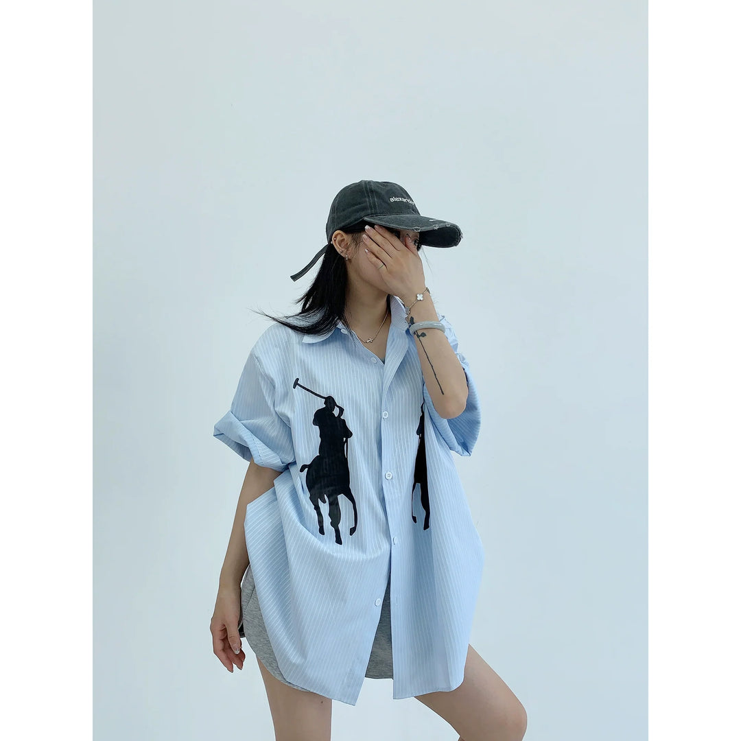 Loose Striped Short Sleeve Shirt
