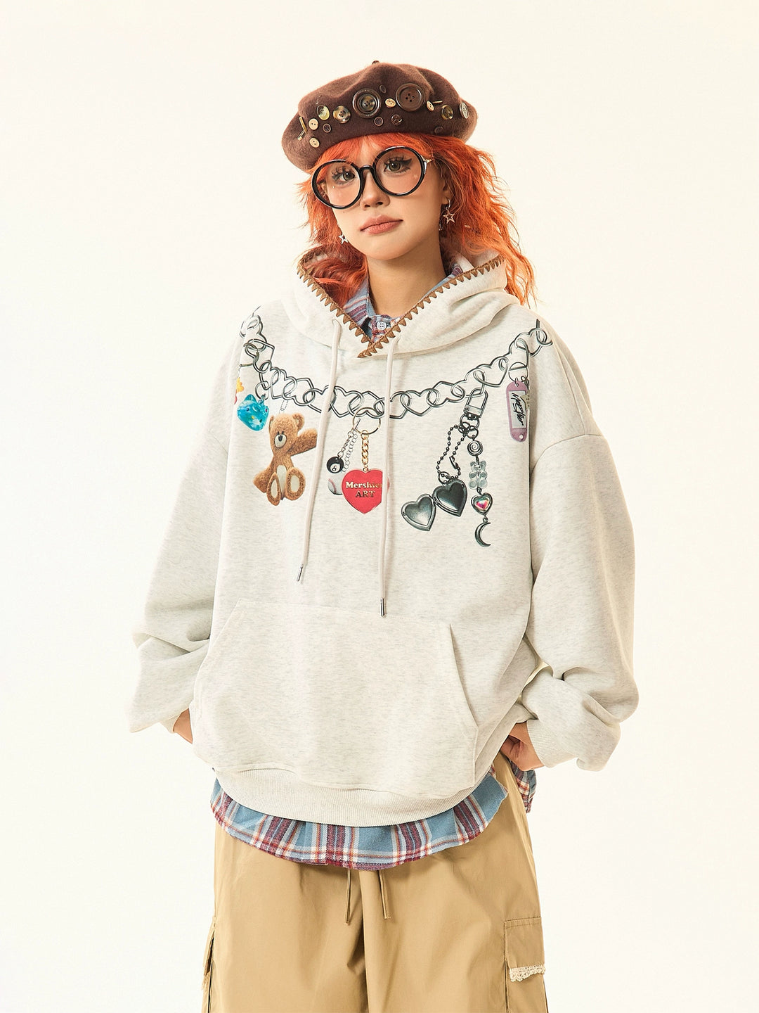 Teddy Bear Graphic Hooded Sweatshirt