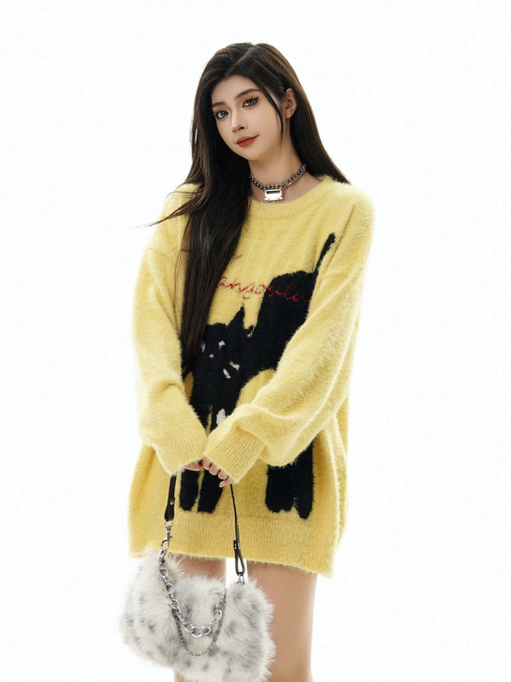 Fuzzy Animal Graphic Sweater