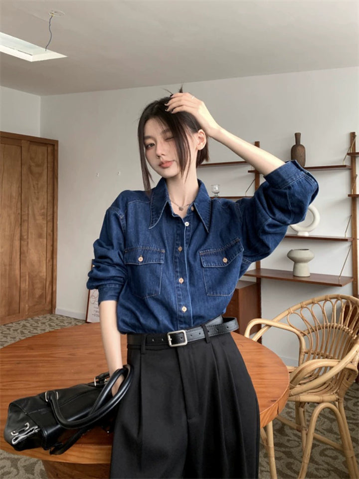 Casual Denim Button-Up Shirt