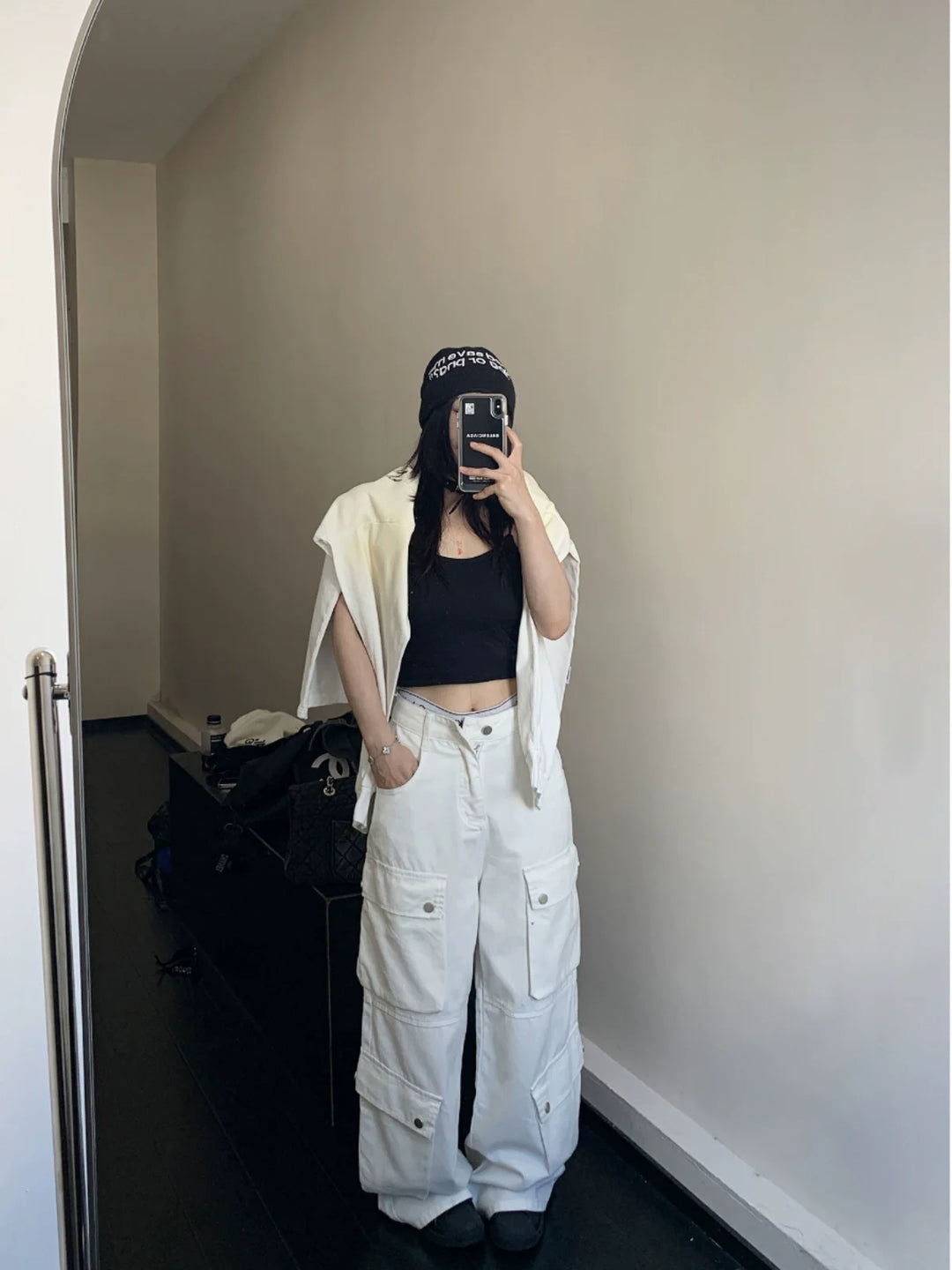 Multi-Pocket Straight Wide-Leg Cargo Pants