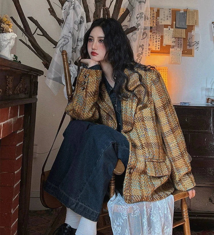 Retro Classic Plaid Suit