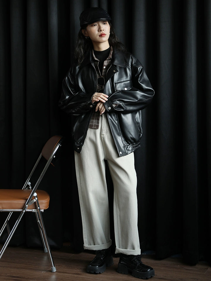 Casual Leather Pocket Jacket