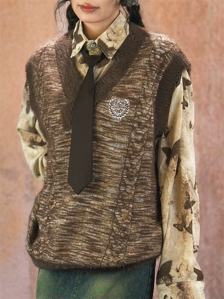 Vintage V-neck Knitted Vest