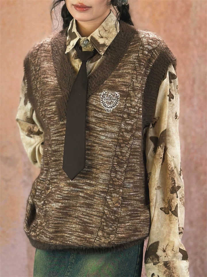 Vintage V-neck Knitted Vest