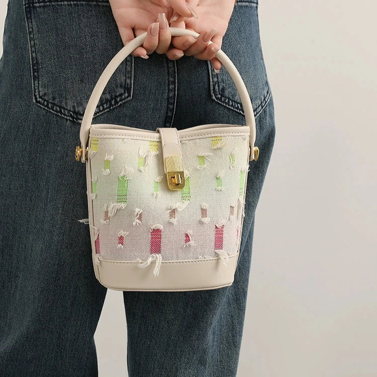 Leather Strap Bucket Bag