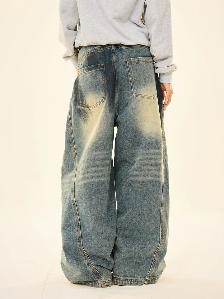 Wide-Leg Distressed Jeans