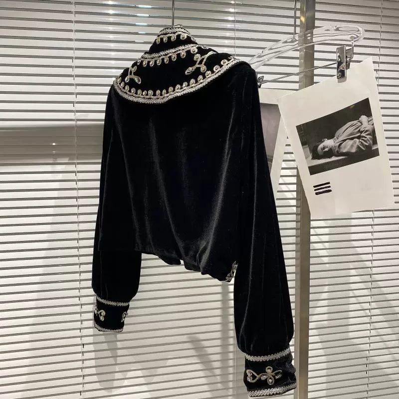 Ornate Embroidered Velvet Short Coat