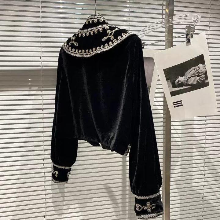Ornate Embroidered Velvet Short Coat