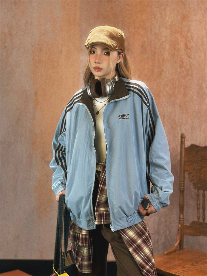 Vintage Stand Collar Reversible Jacket