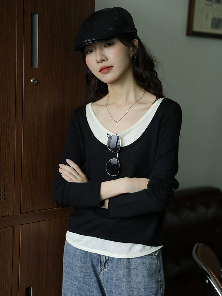Long Sleeves V-Neck Wool Sweater