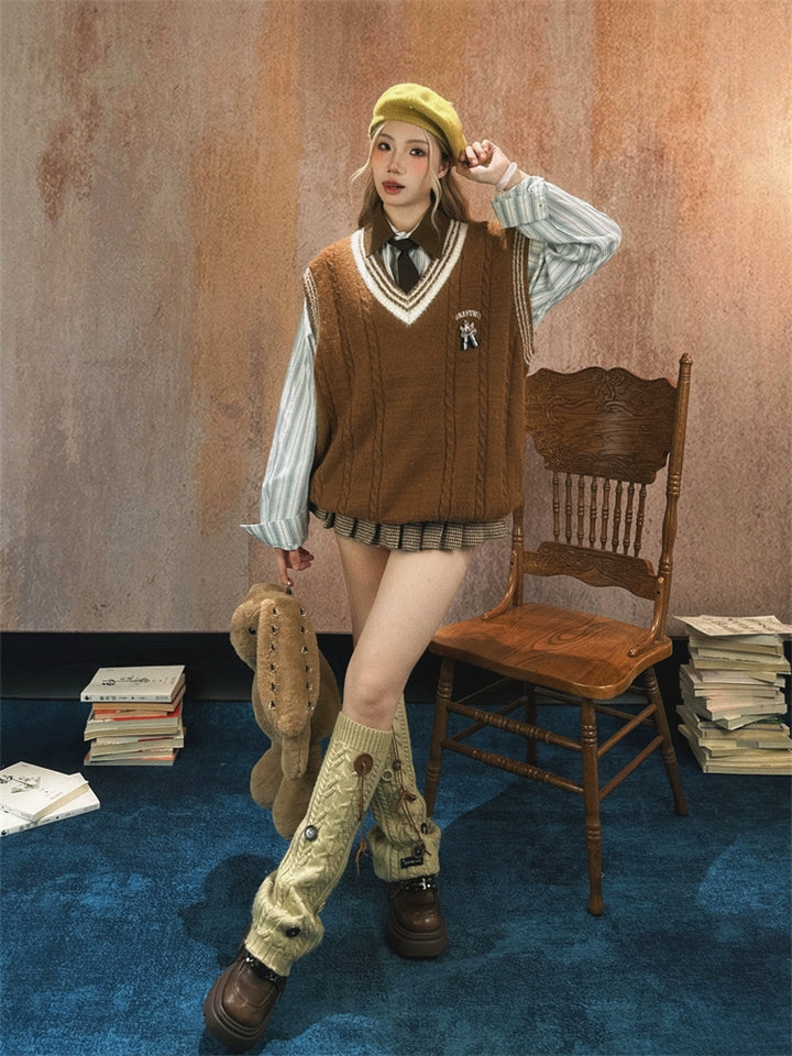 Knit V-Neck Wool Sweater Vest