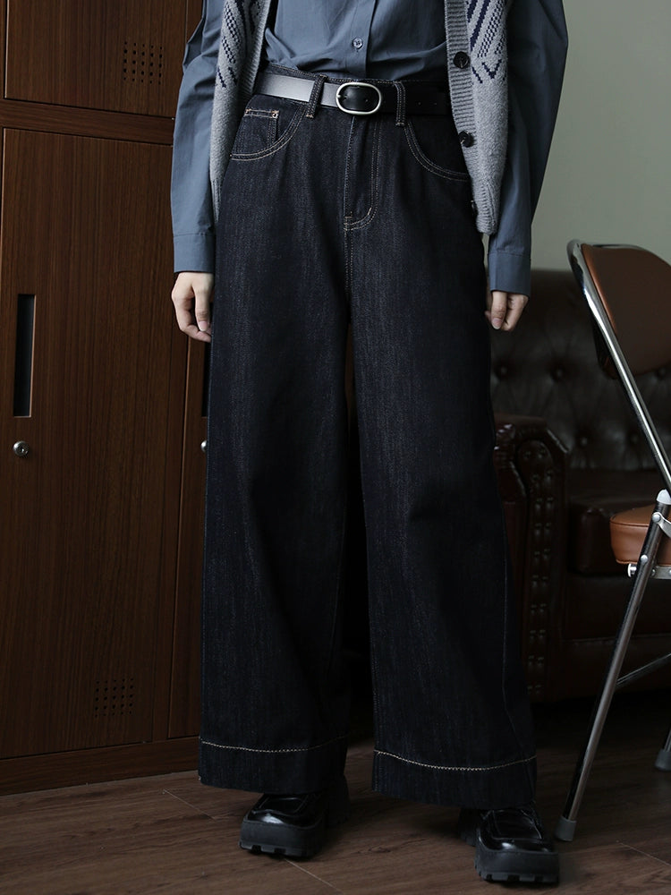 Wide-Leg Denim Pants