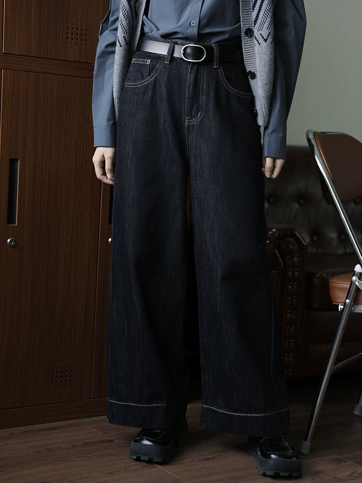 Wide-Leg Denim Pants