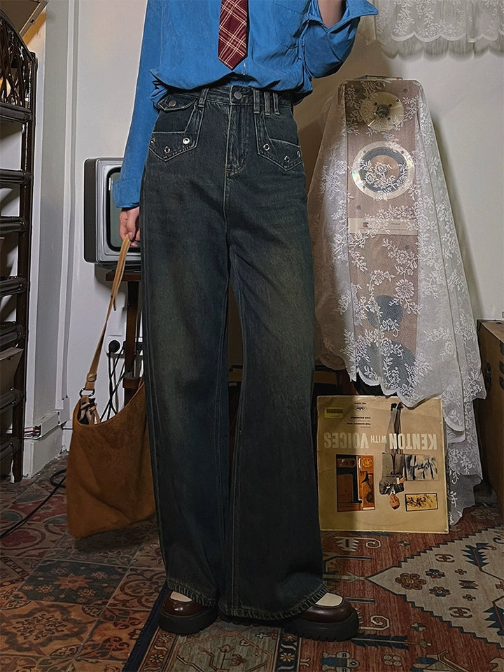 Wide-Leg High Waist Jeans