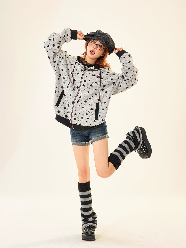 Star Pattern Hoodie Sweatshirt