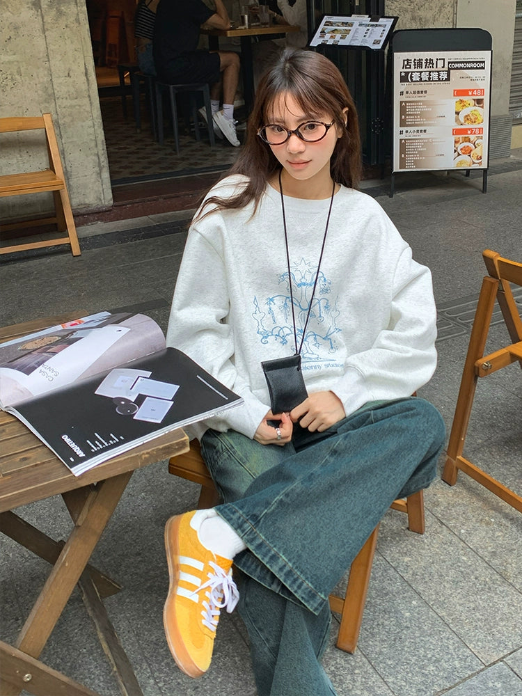 Graphic Print Oversized Sweatshirt