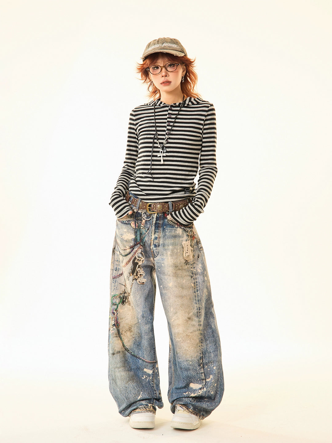 Vintage Distressed Wide-Leg Jeans