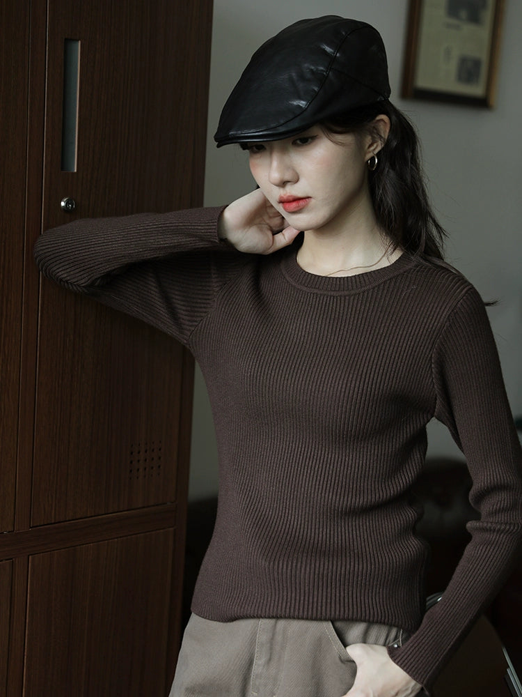 Ribbed Crew Neck Sweater