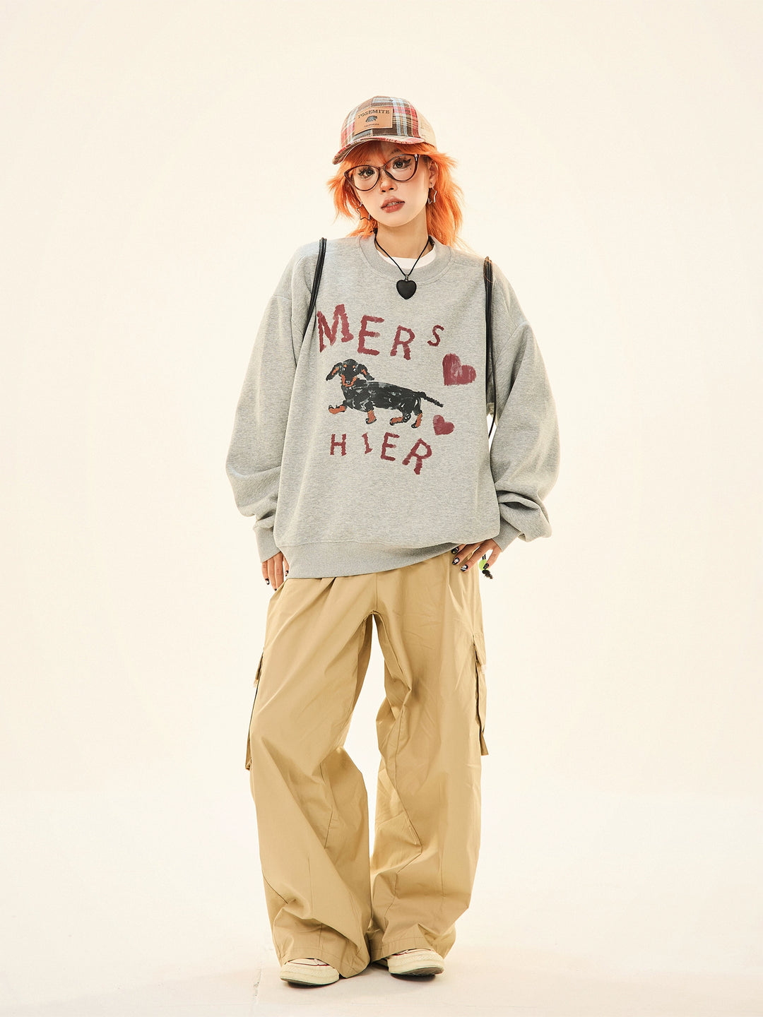 Loose Fit Dog Print Sweatshirt