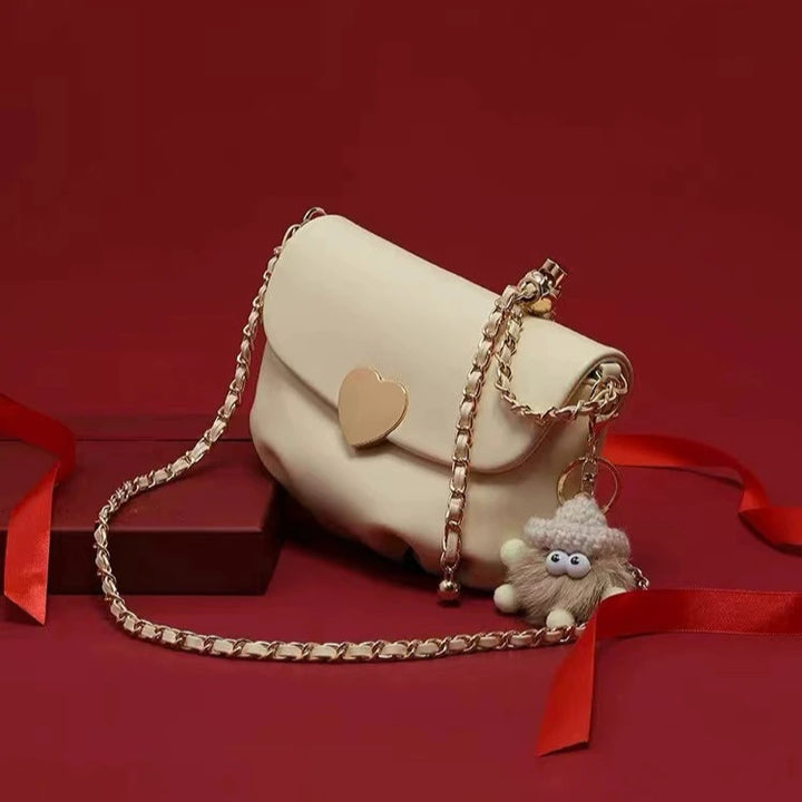 Heart Accent Chain Strap Crossbody Bag