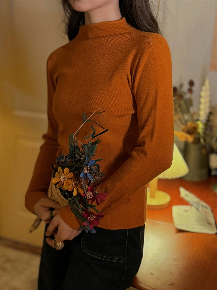Retro Half Turtleneck Bottoming Shirt