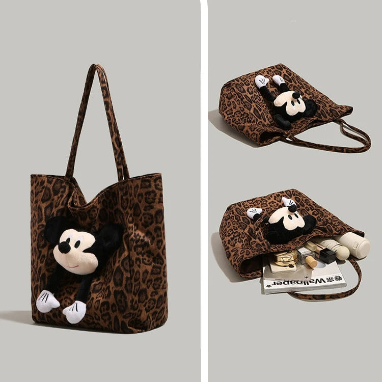 Cartoon Accent Leopard Print Tote Bag