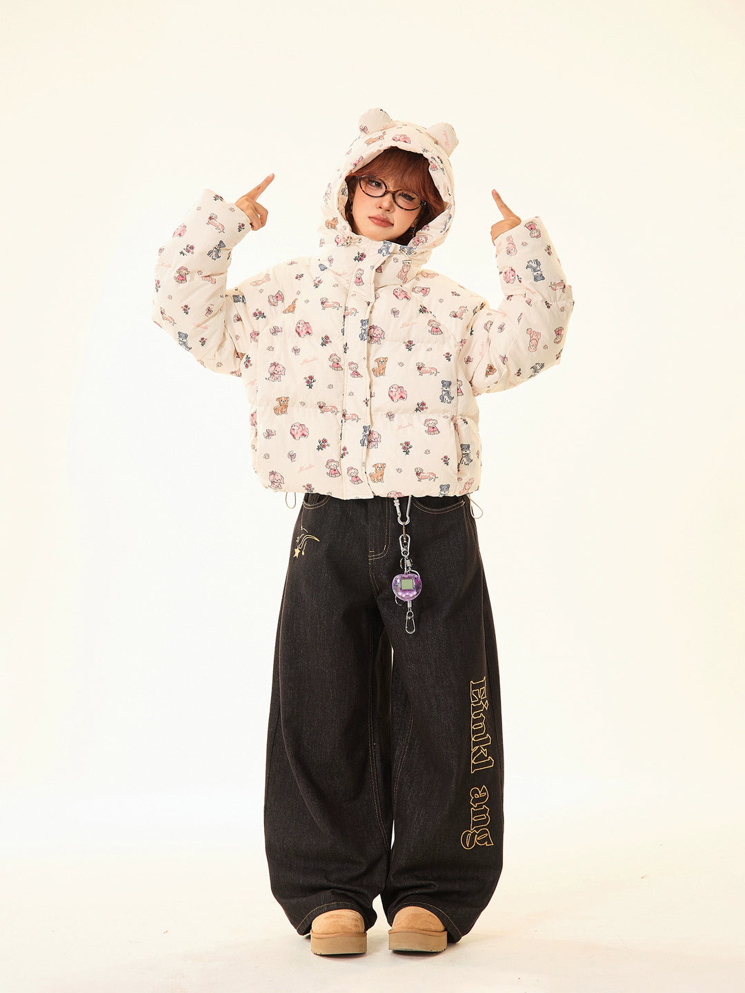 Printed Cotton-Padded Hooded Jacket