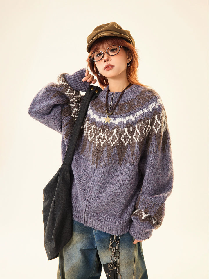 Cozy Patterned Knit Sweater