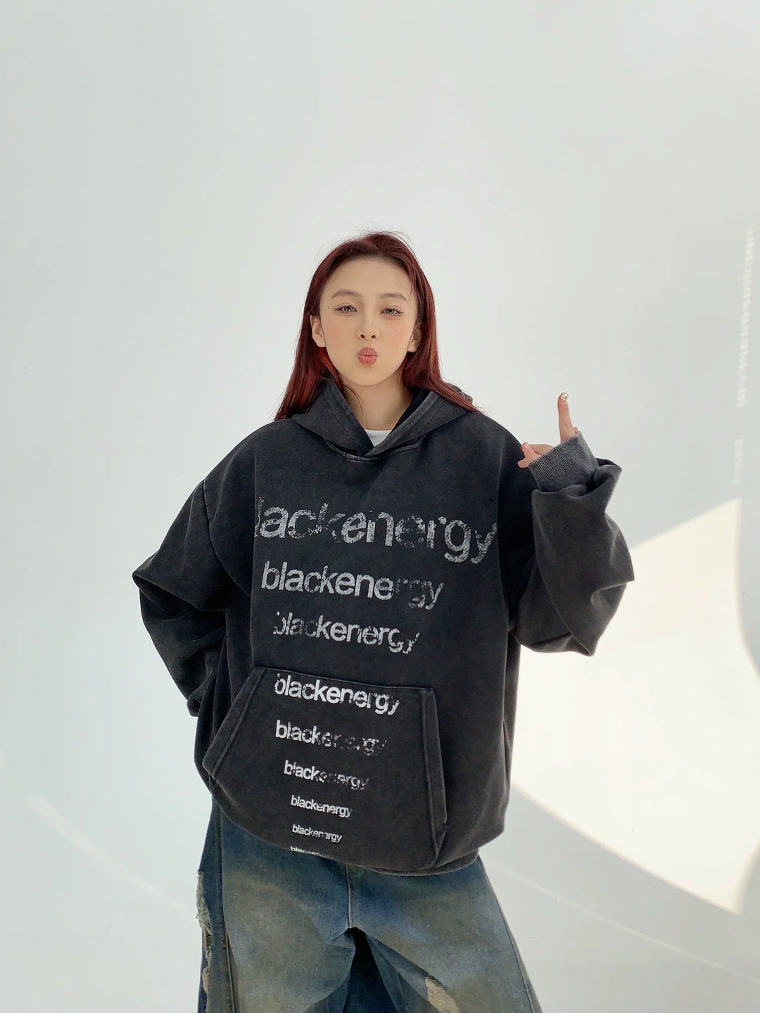 Print Loose Fit Hooded Sweatshirt