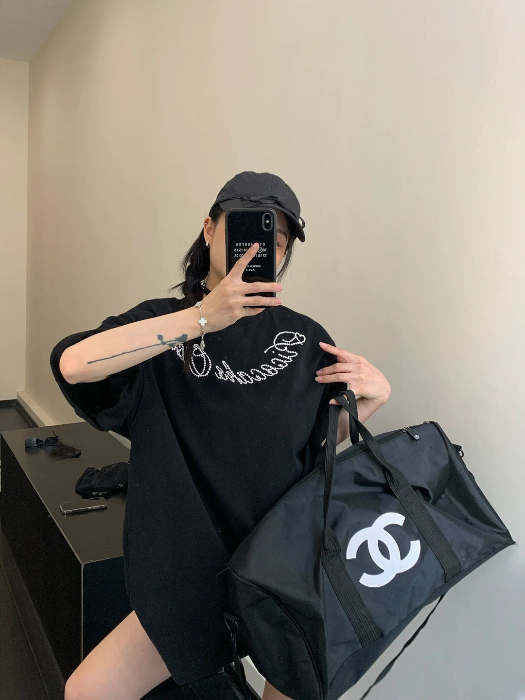 Pearl Embellished Oversized T-shirt