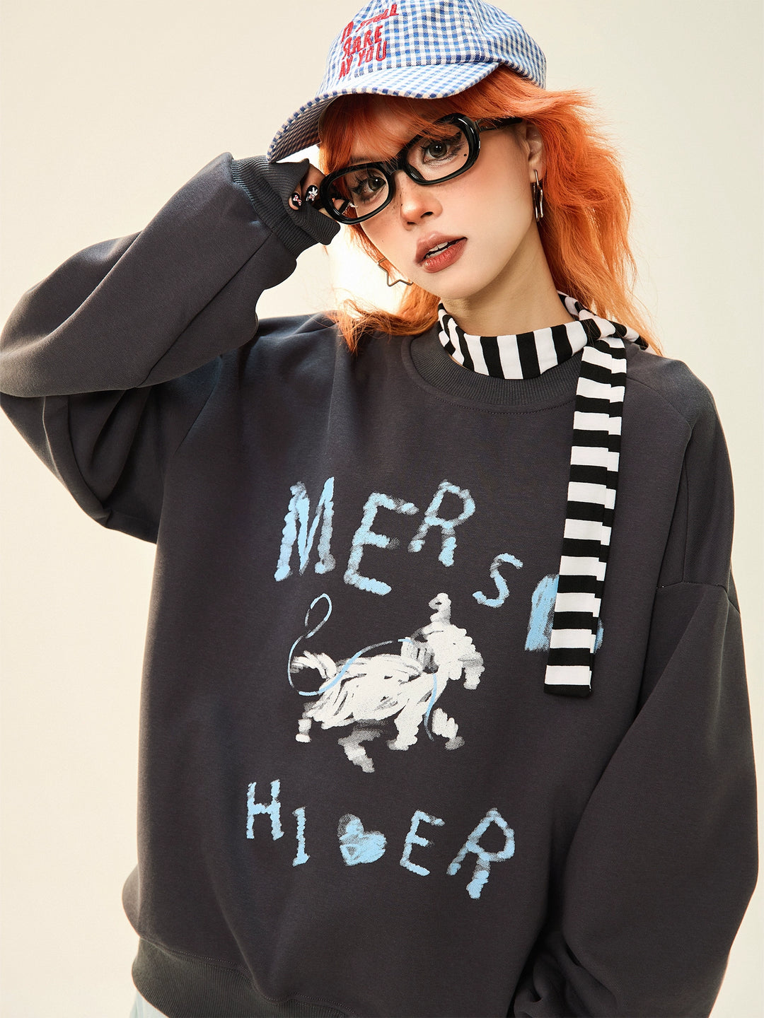 Loose Fit Dog Print Sweatshirt