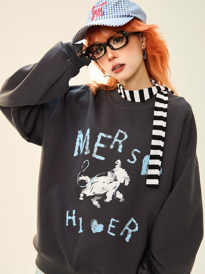 Loose Fit Dog Print Sweatshirt