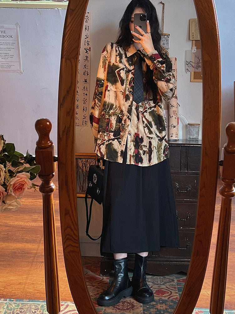 Long Pleated Midi Skirt