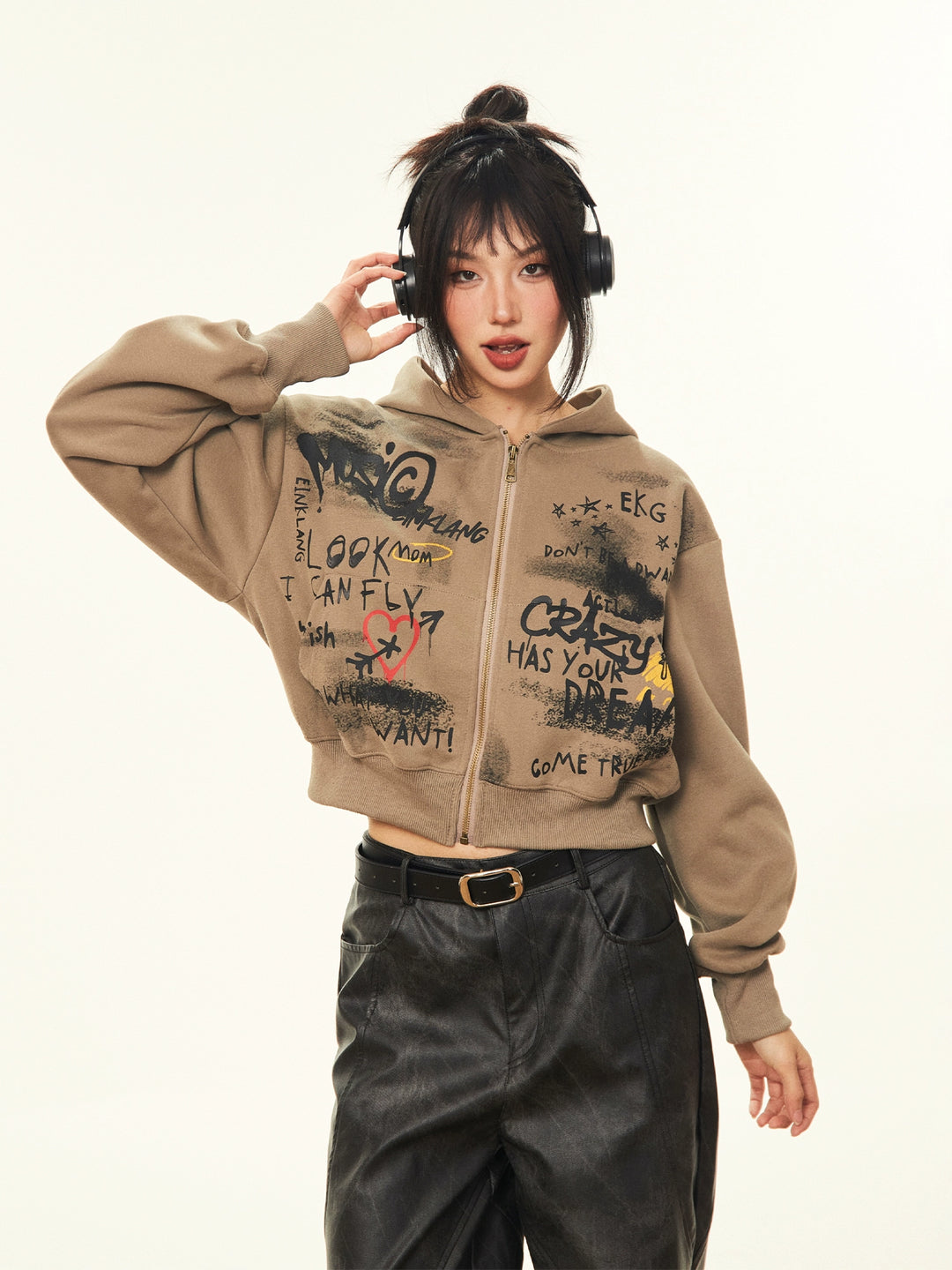 Graphic Zip-Up Hoodie Sweatshirt