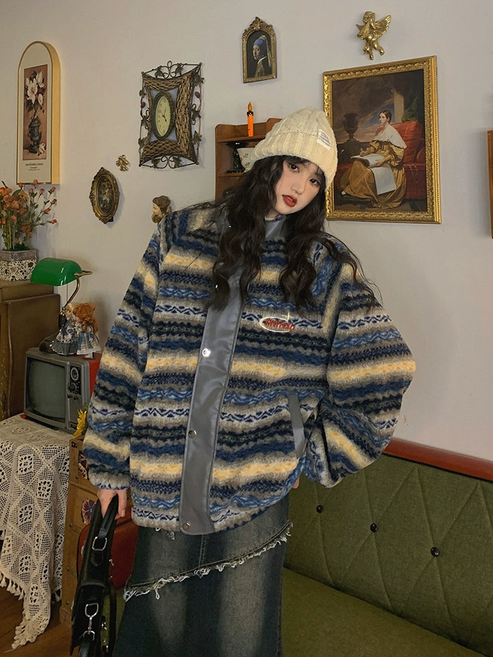 Retro Plaid Plus Velvet Thickened Jacket