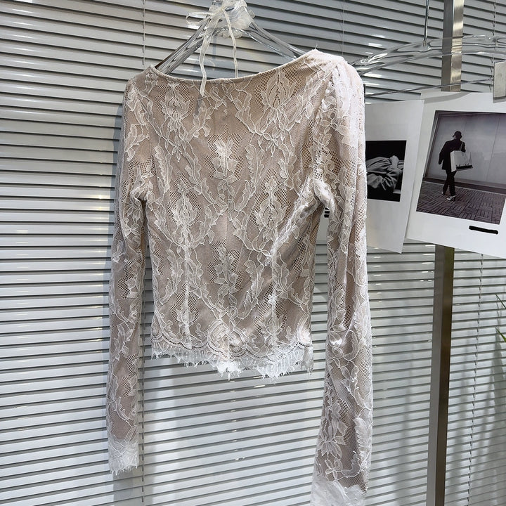 Lace Chiffon Long Sleeve Shirt