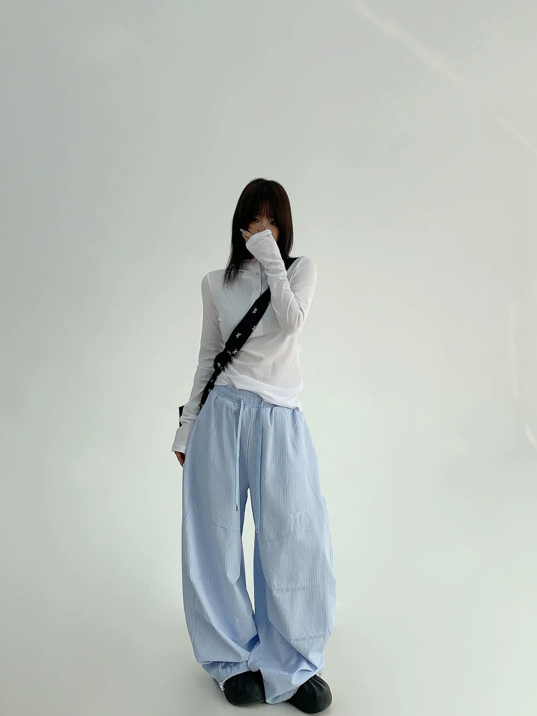 Vertical Striped Loose Wide-Leg Pants