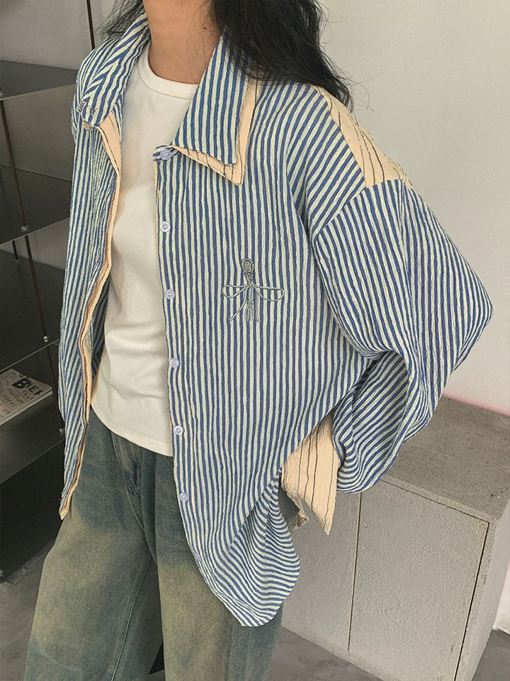 Striped Button-Up Casual Shirt