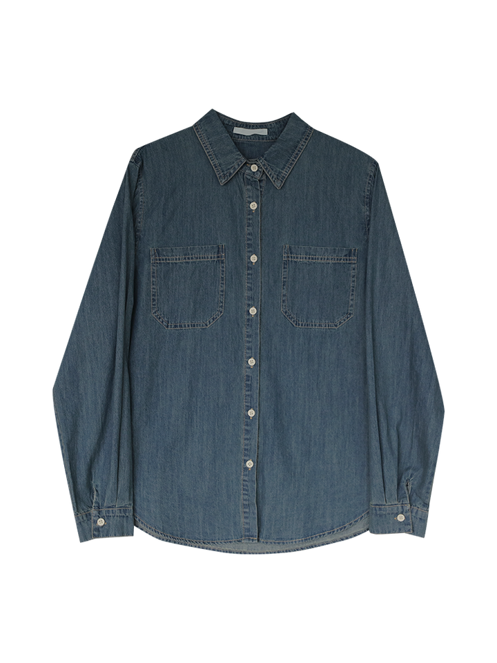 Denim Button-Up Pockets Shirt