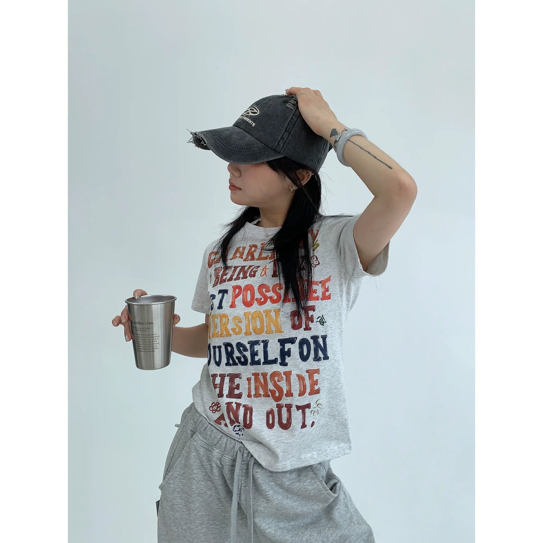 Graffiti Letter Print Slim Fit T-shirt