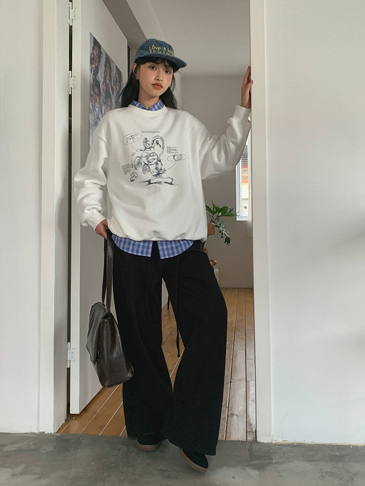Wide-Leg Casual Denim Pants