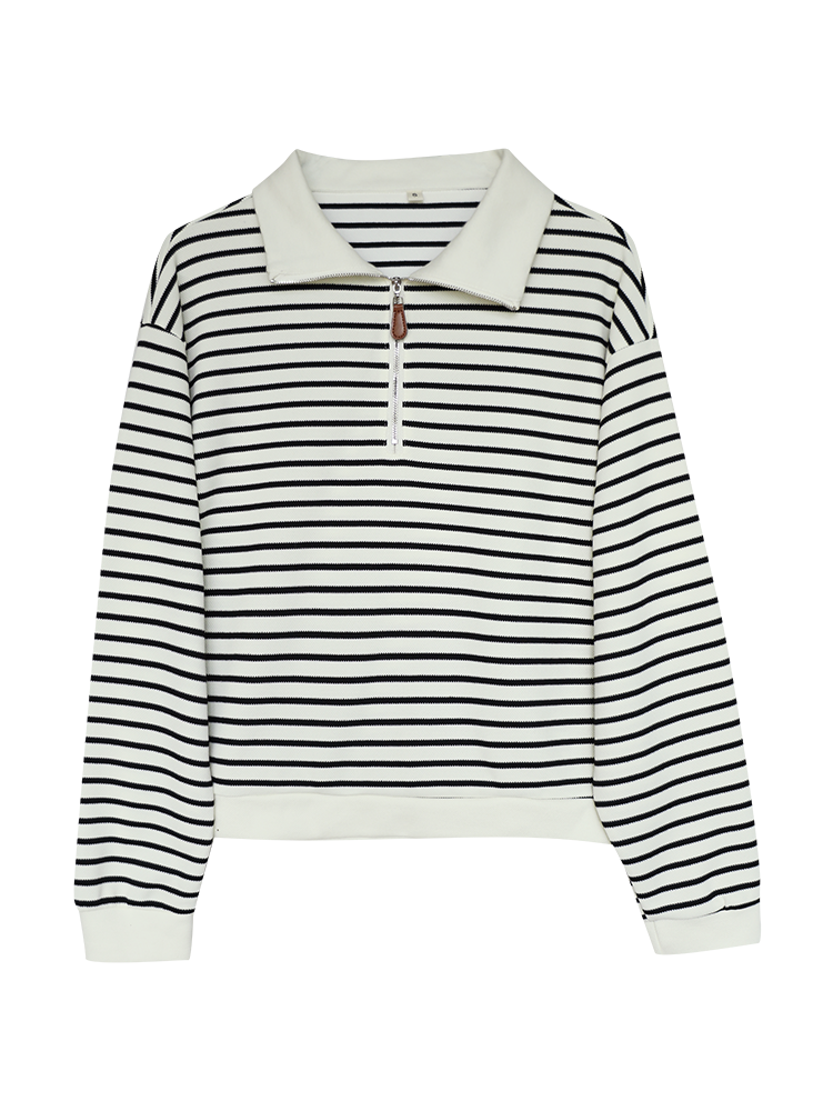 Striped Half-Zip Sweatshirt