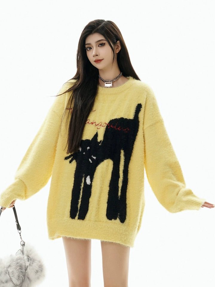 Fuzzy Animal Graphic Sweater